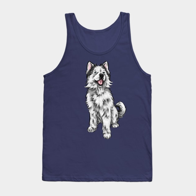 Cute Siberian Husky Dog | Long Hair/ Woolen Coat Tank Top by Shirin Illustration